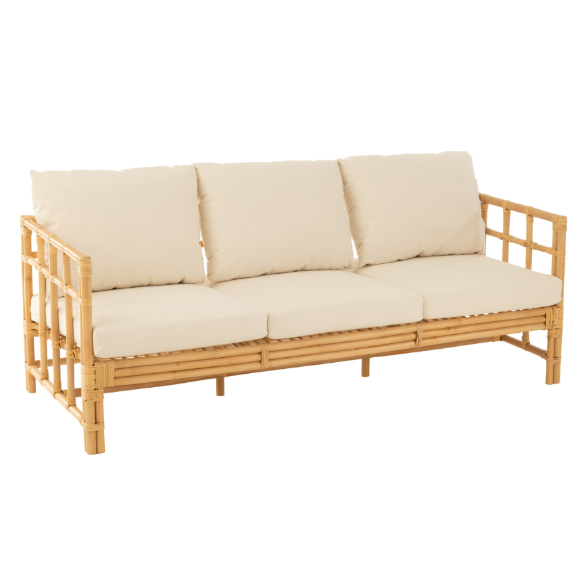 3-zitsbank Elise incl. kussens naturel/wit