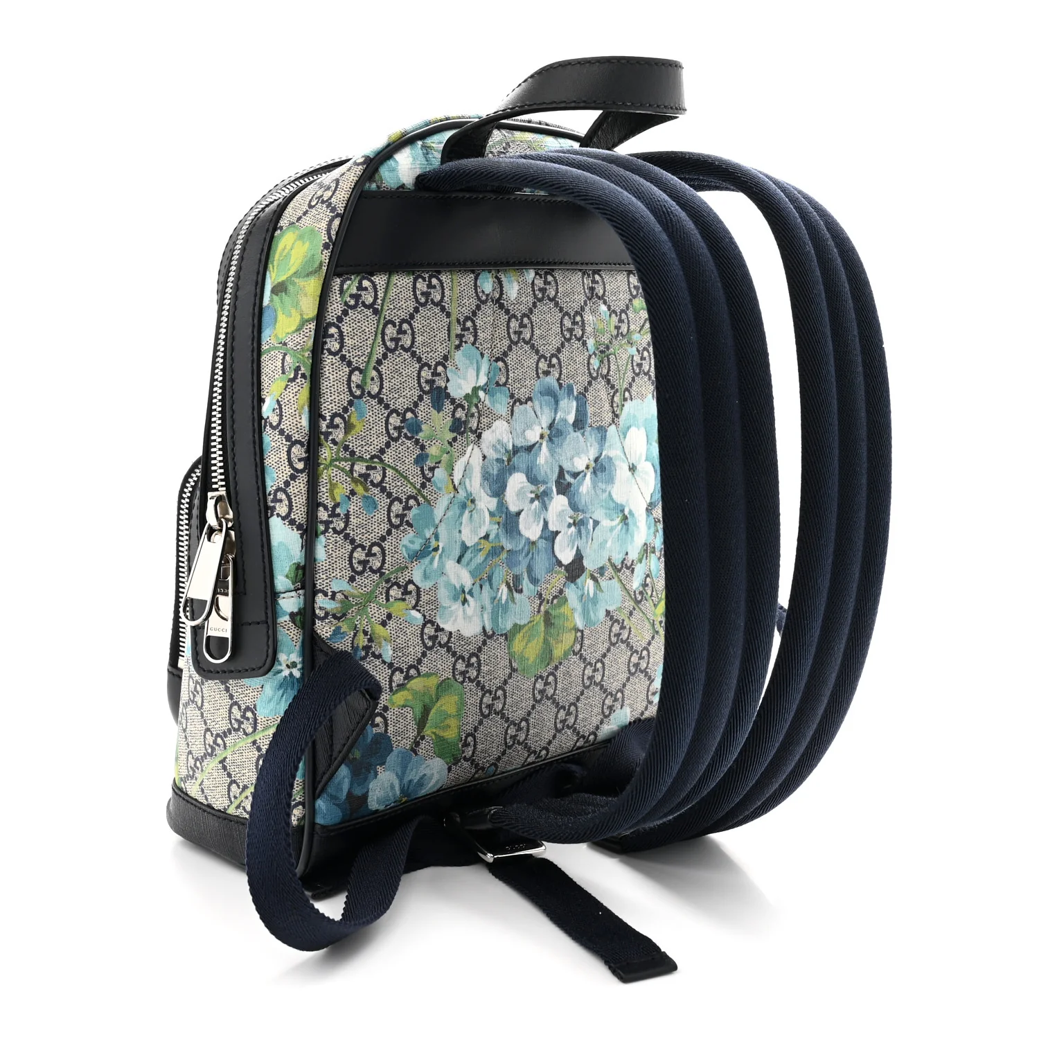 GG Supreme Monogram Blooms Small Day Backpack Blue - Top Club
