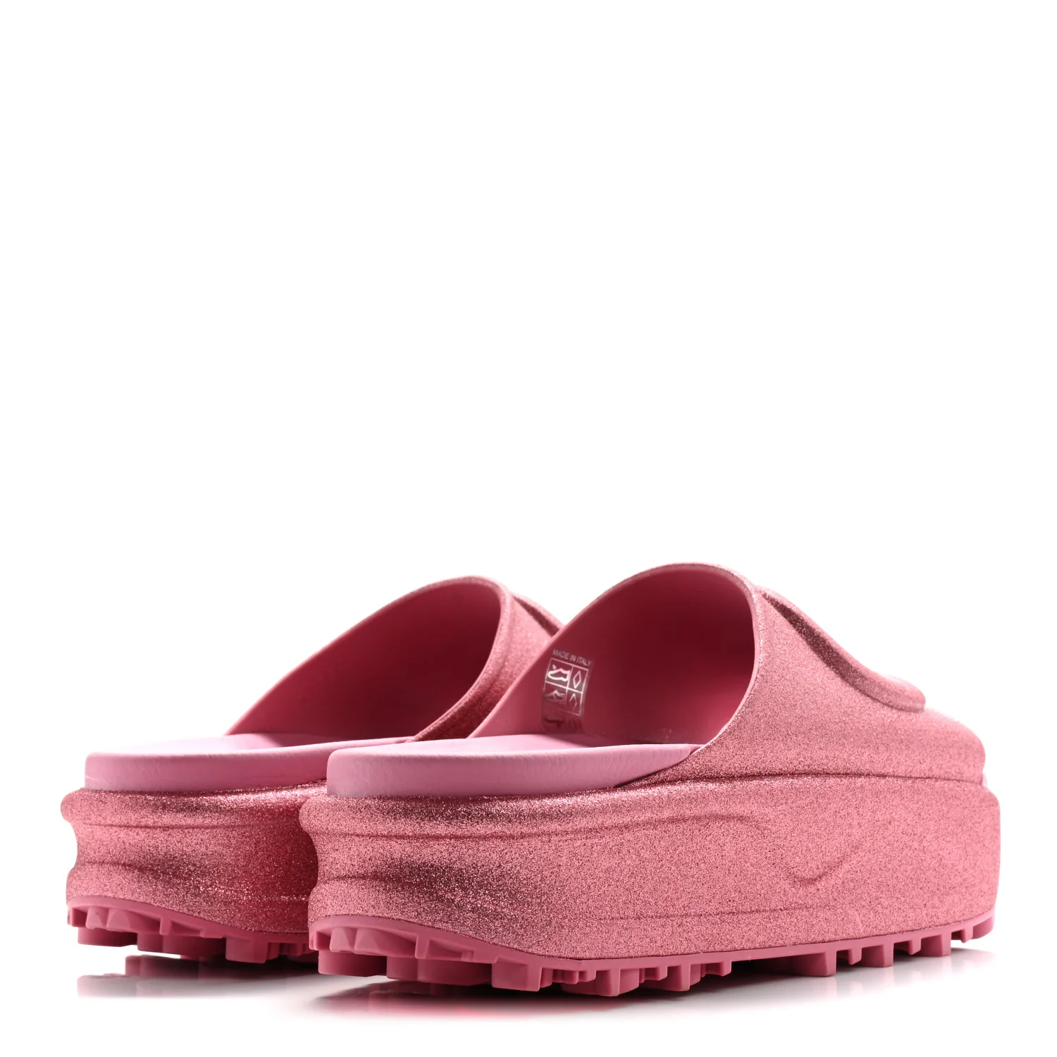 Glitter Rubber Womens Interlocking G Platform 42mm Slide Sandals 36 Rose - Top Club