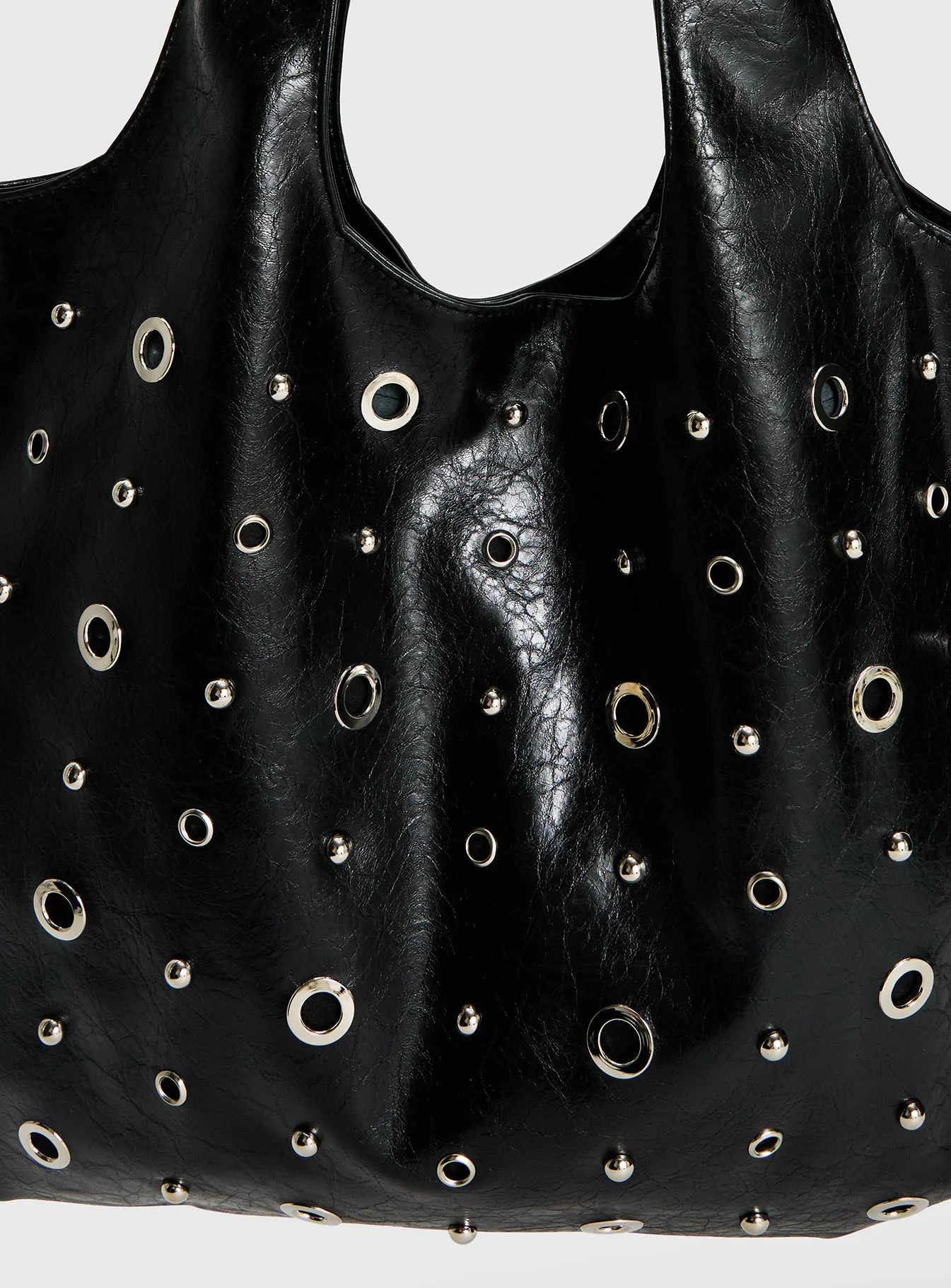 Find Your Love Eyelet Detail Shoulder Bag Black