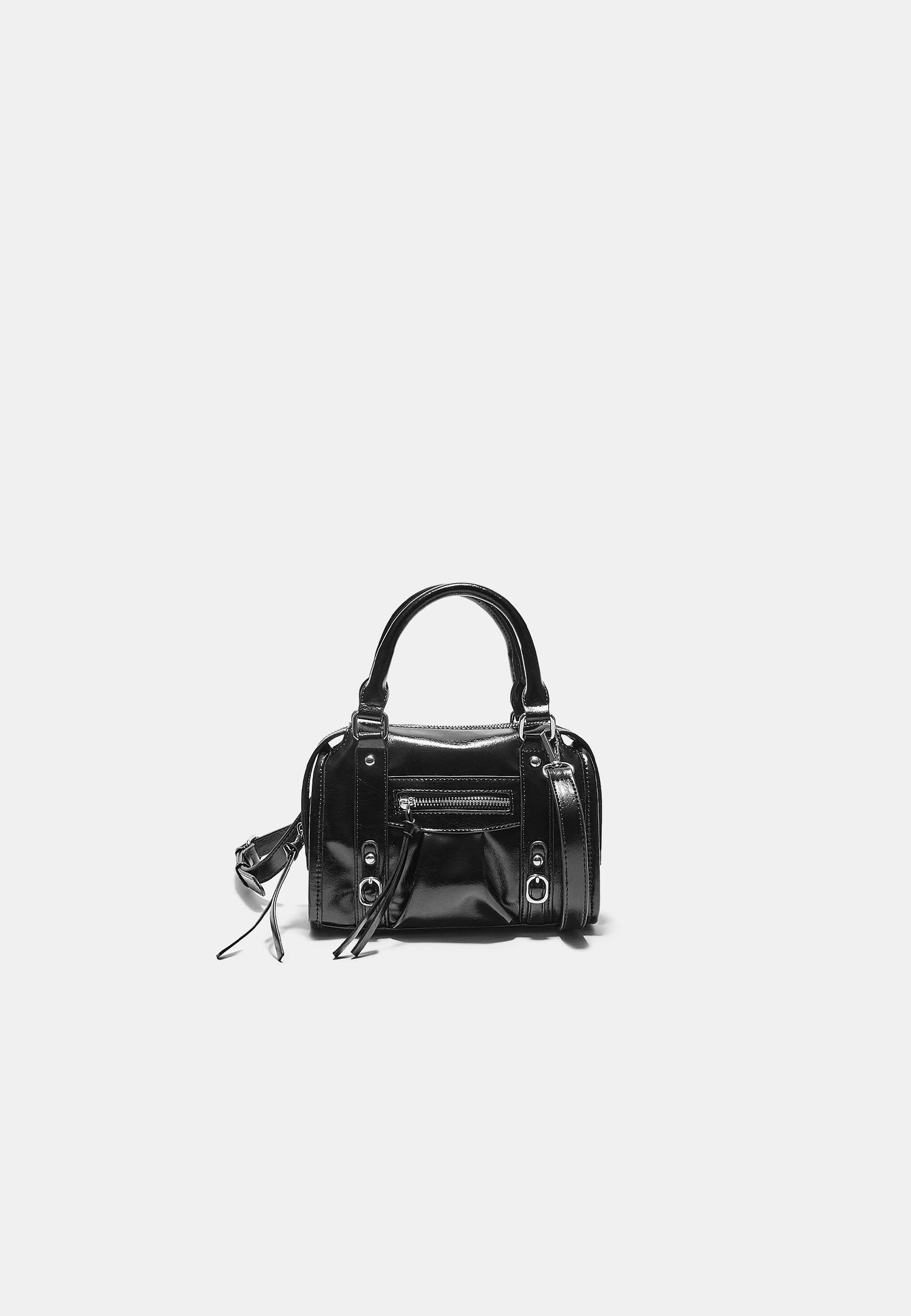 FAUX LEATHER CROSSBODY BOWLING BAG