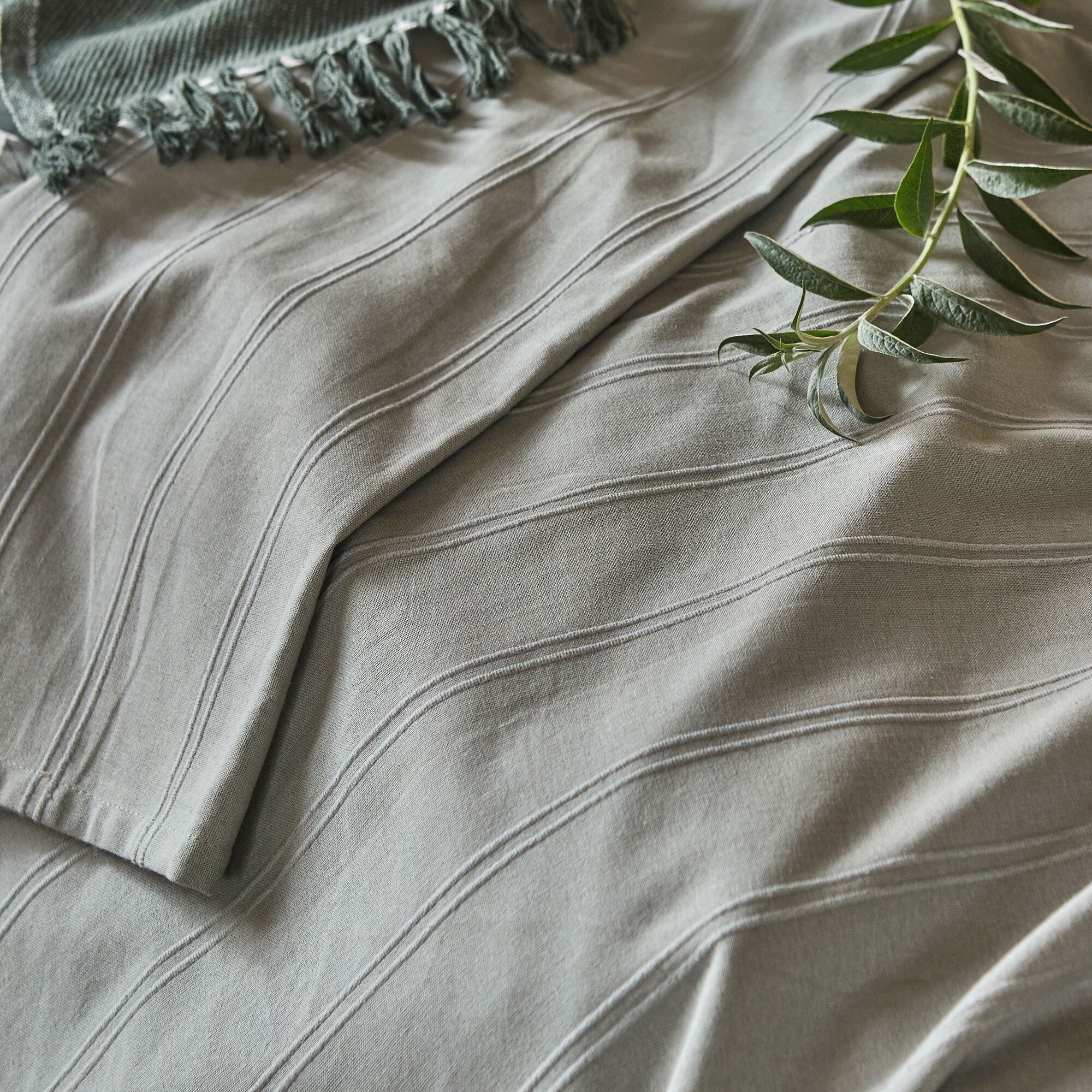 BELCODENE - Couvre-lit tissé en coton 230x250cm - vert olivier