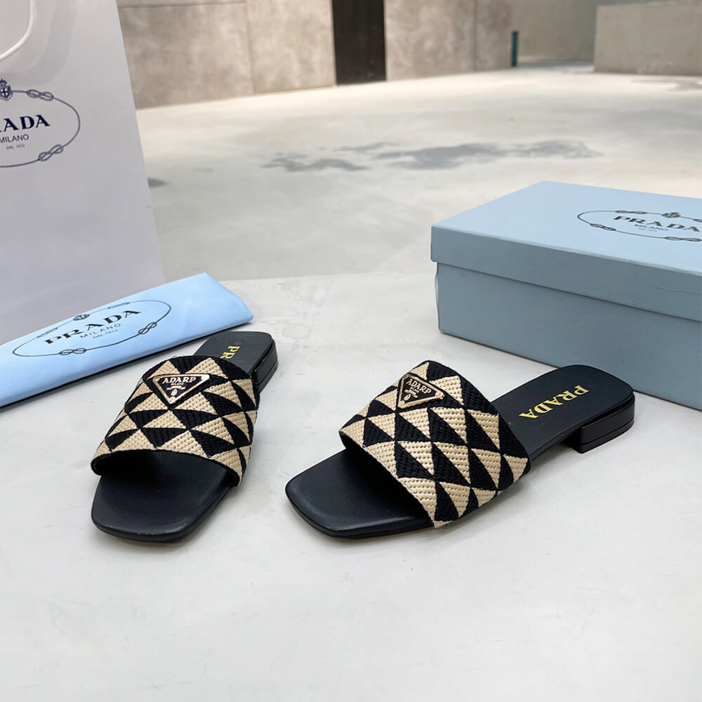 Prada Embroidered fabric slides - Top Club
