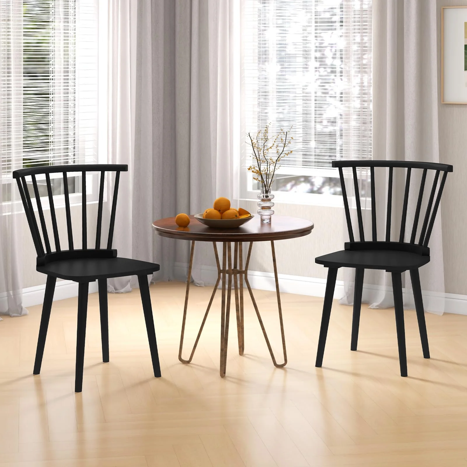 BEFOUNDLOVELY Wood Dining Chairs Set of 2/4, Windsor Dining Chairs with High Spindle Back