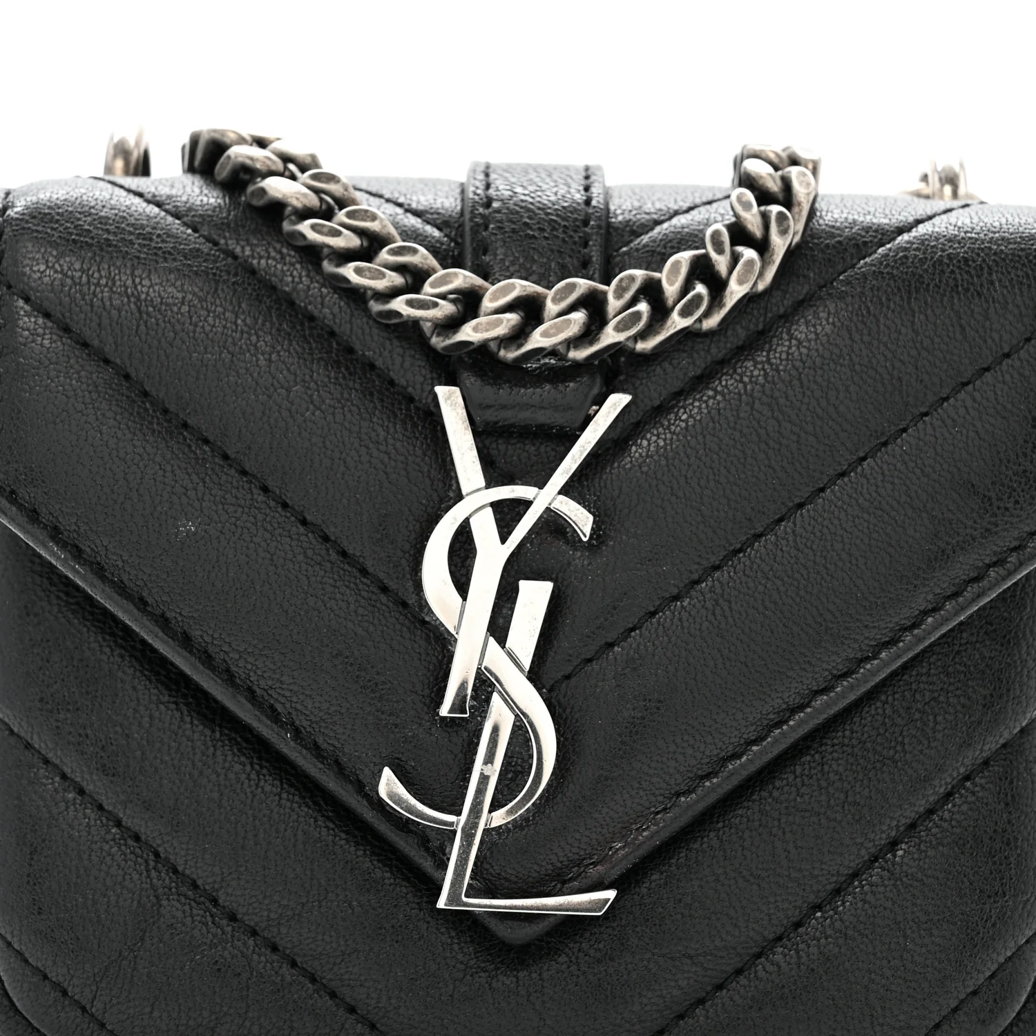 Sheepskin Matelasse Chevron Monogram Mini College Bag Black - Top Club