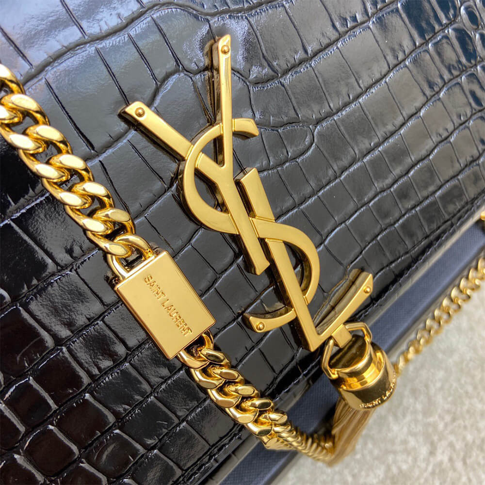 YSL kate medium tassel in crocodile-embossed leather - Top Club