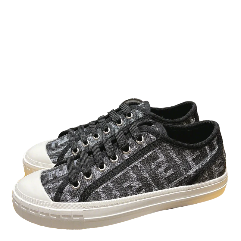 Fendi Unisex Grey Monogram Sneakers For Timeless Luxury Casual Wear - Sneaker Replica Workshop