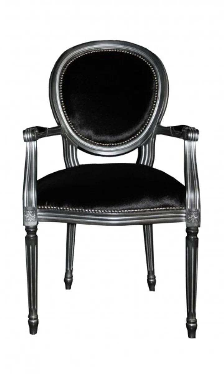 Design dining room set black/silver - extendable dining table + 6 chairs