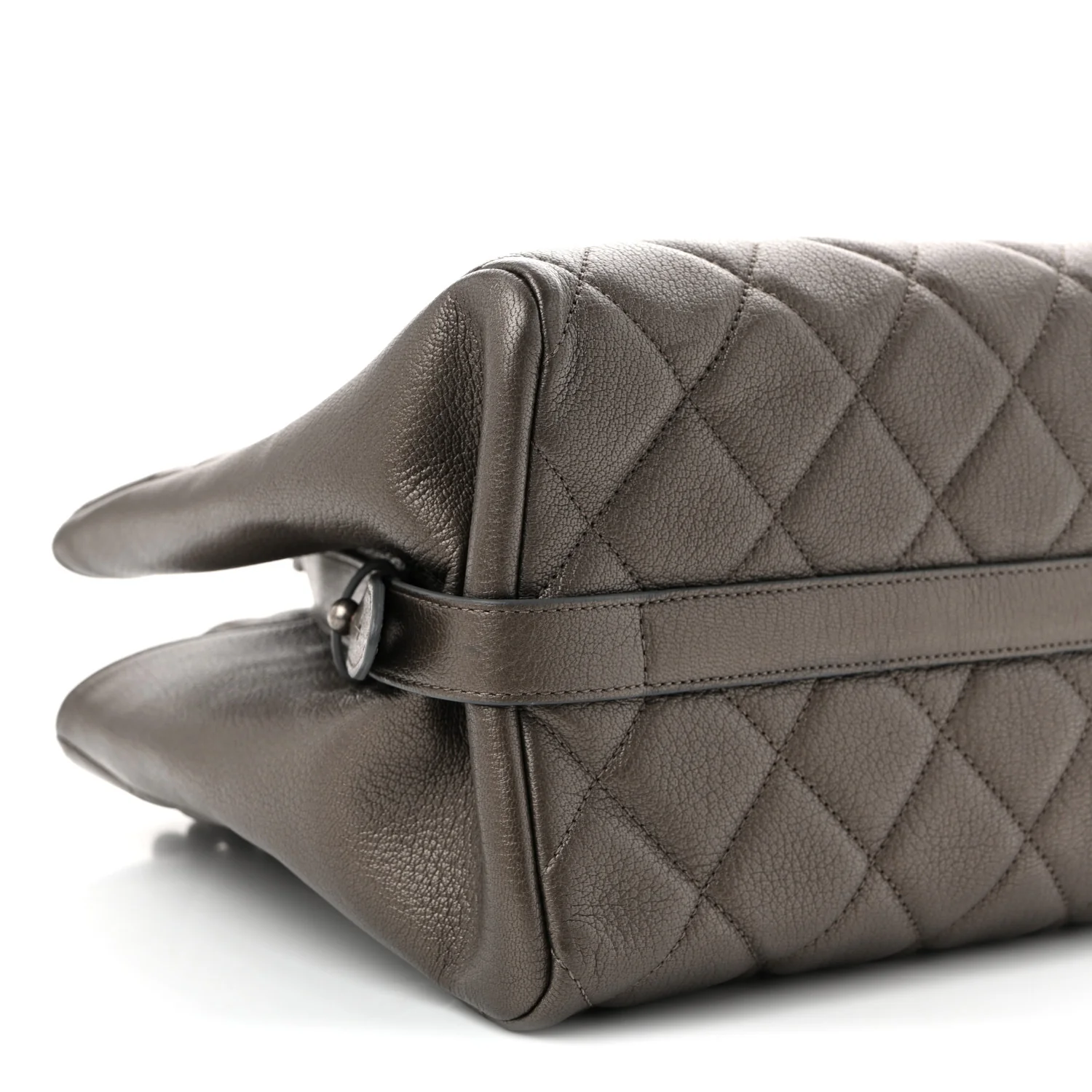 Metallic Goatskin Quilted Large City Rock Shopping Bag Silver - Top Club