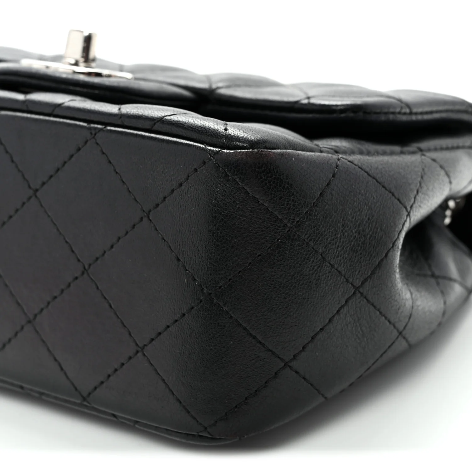 Lambskin Quilted Mini Square Flap Black - Top Club