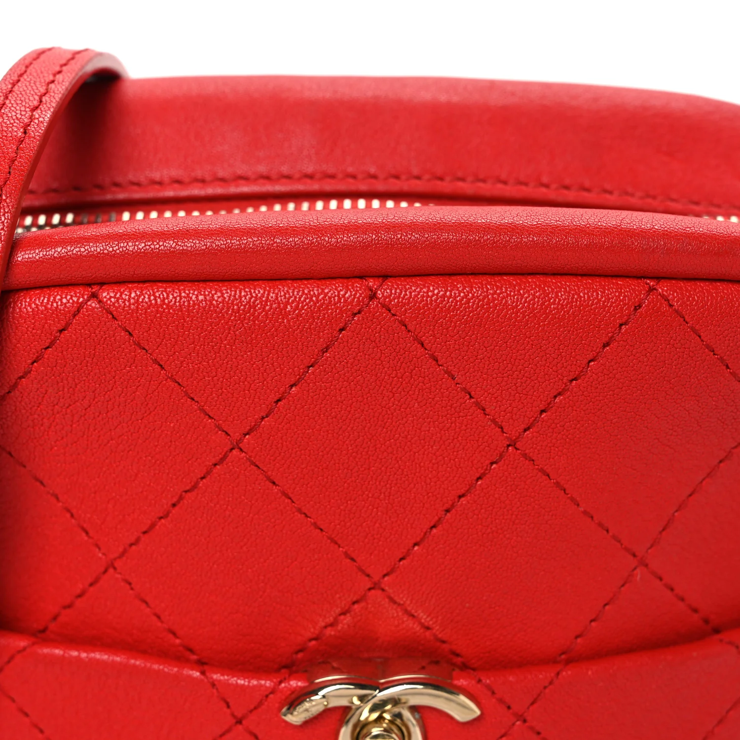 Goatskin Stitched Casual Trip North South Camera Case Red - Top Club