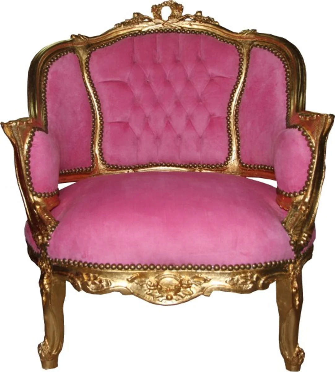 Barock Salon Lounge Sessel Rosa / Gold - Cocktailsessel - Interior