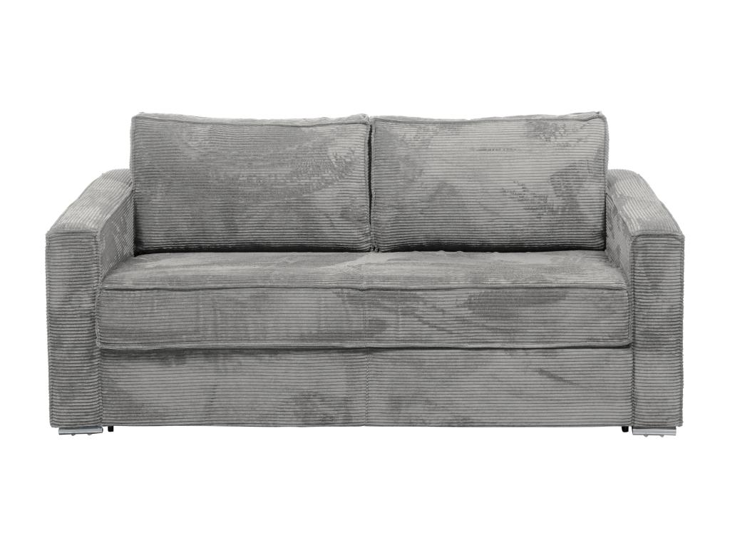 Sofá cama de 4 plazas de apertura rápida de pana gris claro - Cama de 160 cm - Colchón de 18 cm LORETO