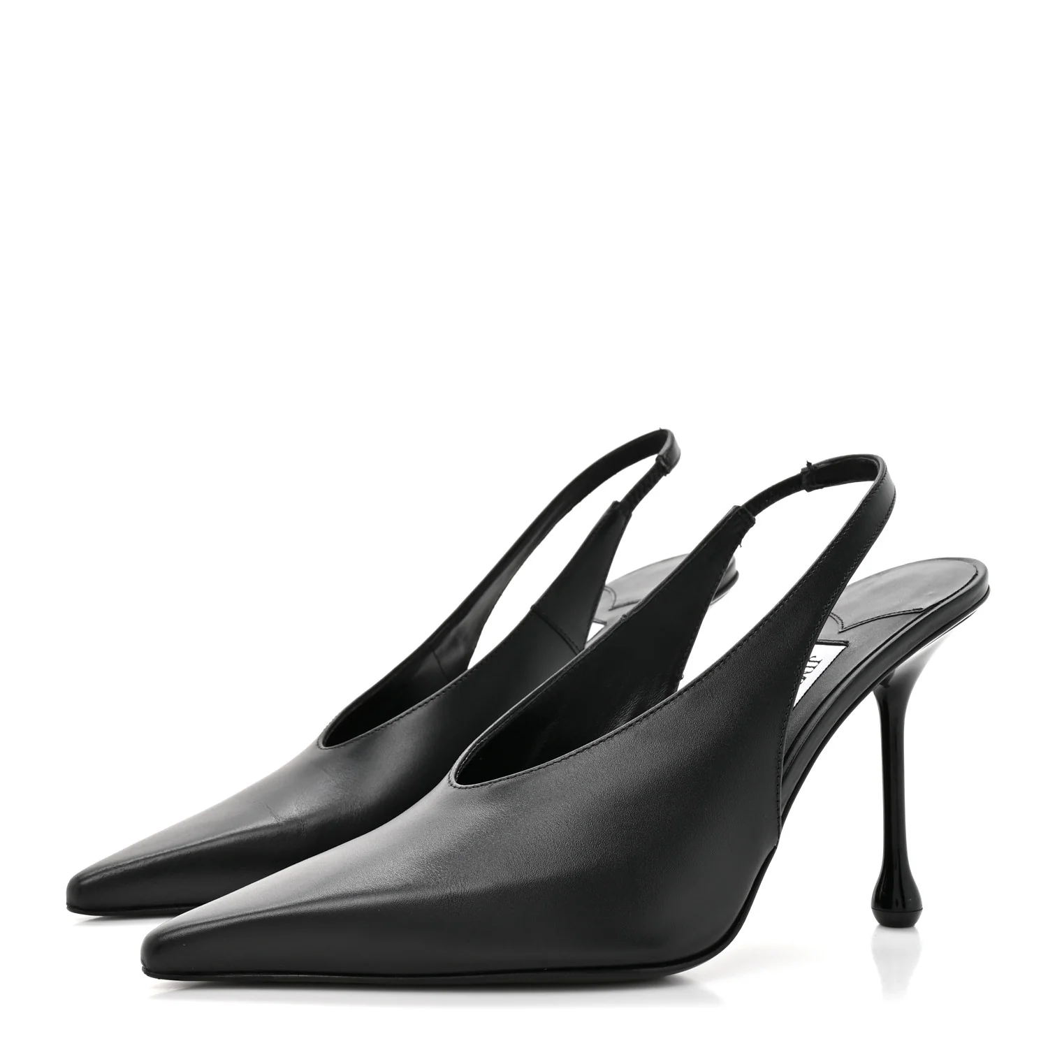 Calfskin Isa 95 Slingback Pumps 38.5 Black - Top Club