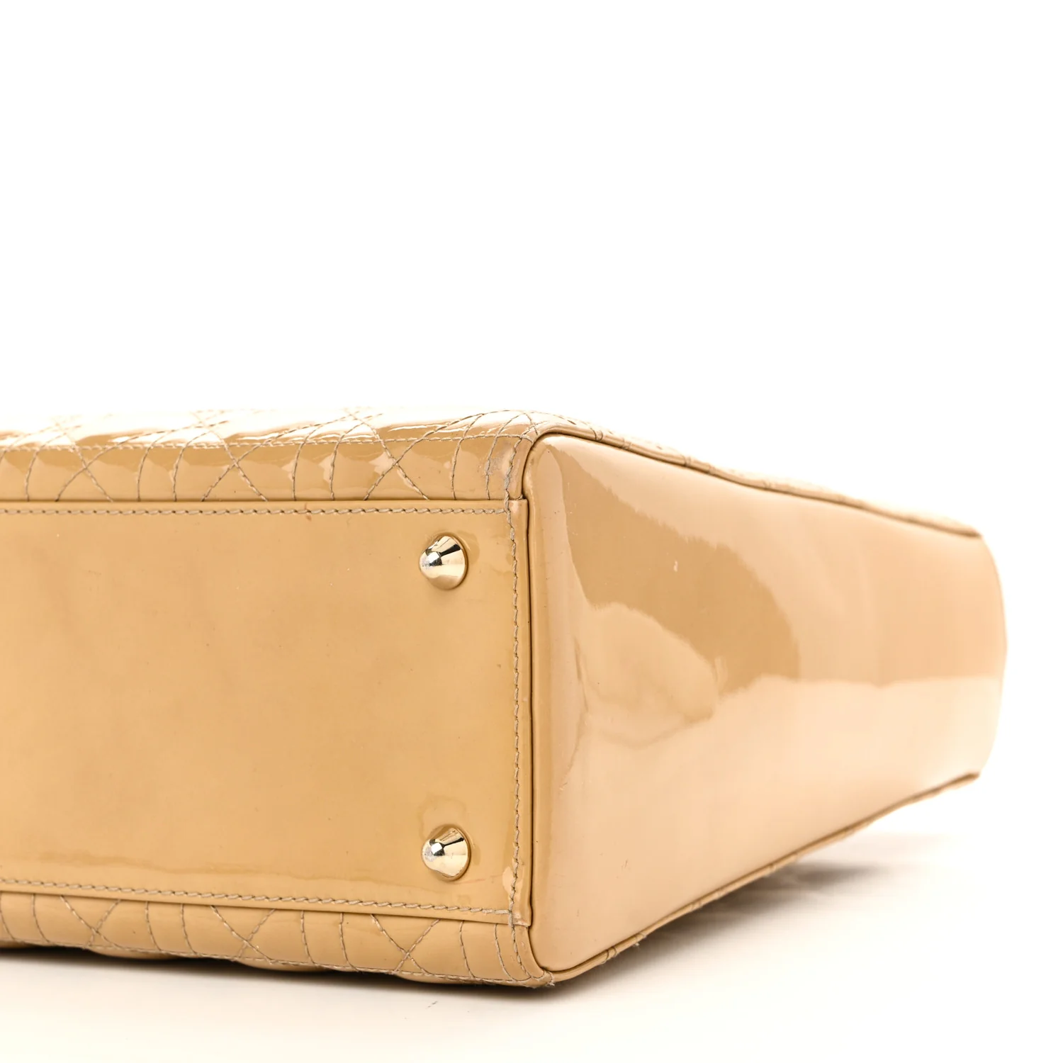 Patent Cannage Large Lady Dior Dark Beige - Top Club