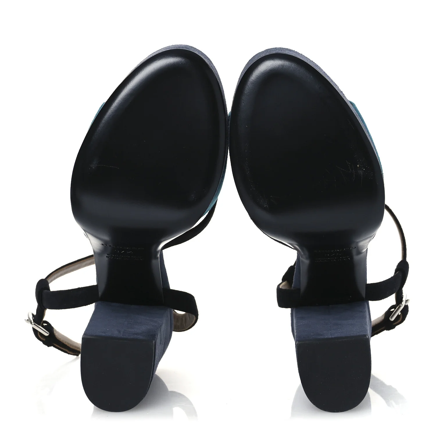 Suede Goatskin Calas Sandals 37.5 Vert Oxford Bleu Celeste Black - Top Club