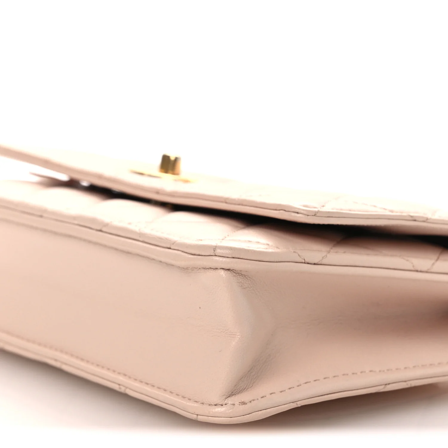 Lambskin Quilted CC Pearl Crush Wallet on Chain WOC Light Pink - Top Club