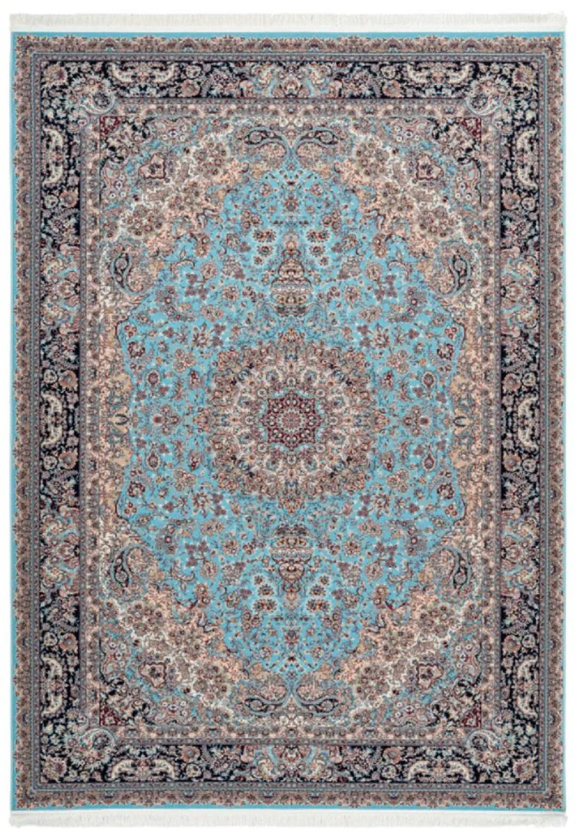 Luxury synthetic fiber rug with fringes, multicolored - various sizes - rectangular living room rug in oriental style