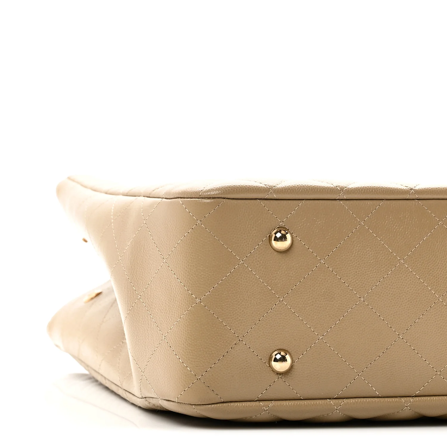 Caviar Quilted Large Shopping Tote Dark Beige - Top Club