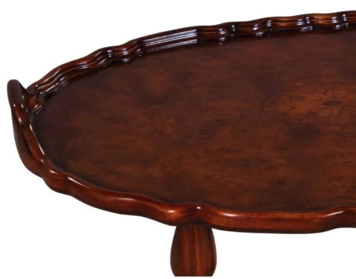 Luxury baroque tea table / side table with 2 carrying handles brown 66.5 x 44.5 x H. 55.2 cm - baroque furniture