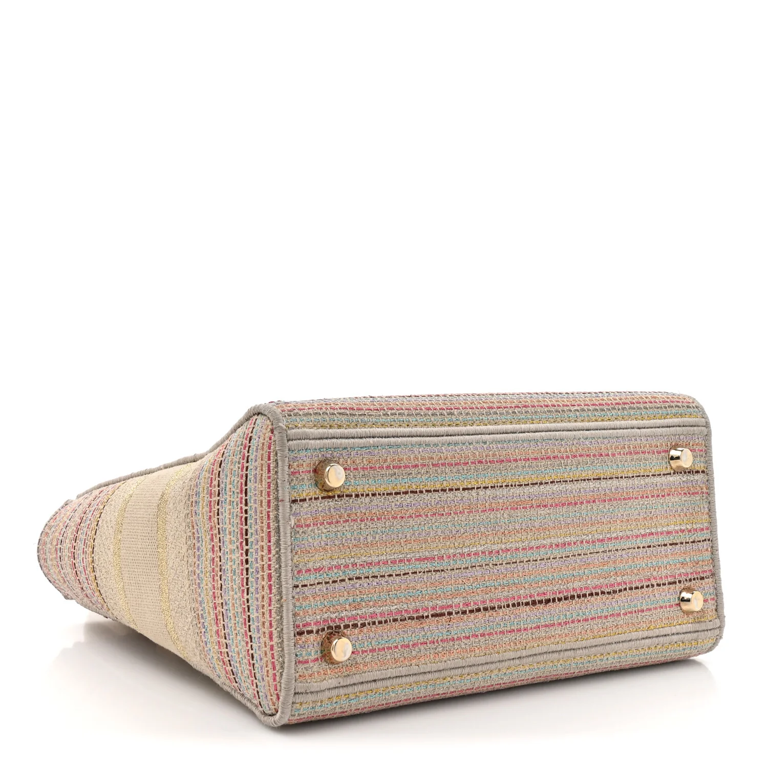 Canvas Embroidered Medium Lady D-Lite Beige Multicolor - Top Club