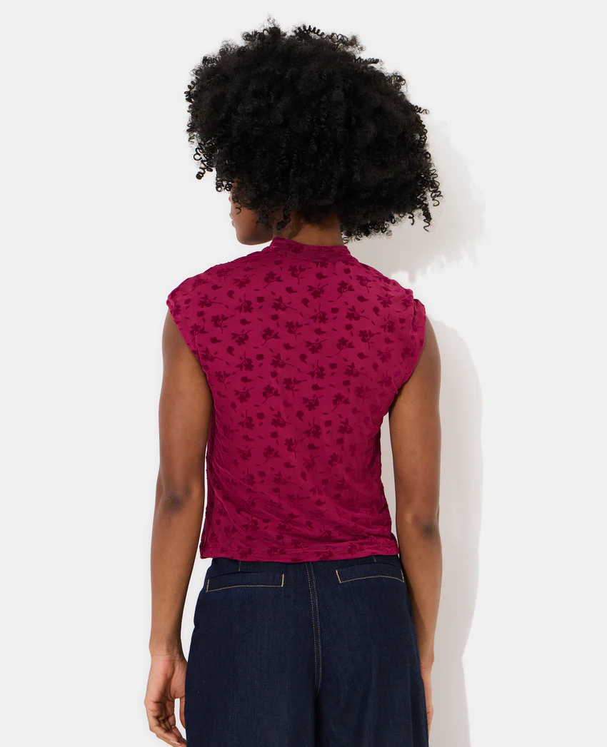 Pimkie Top col mao en résille avec motif fleurs