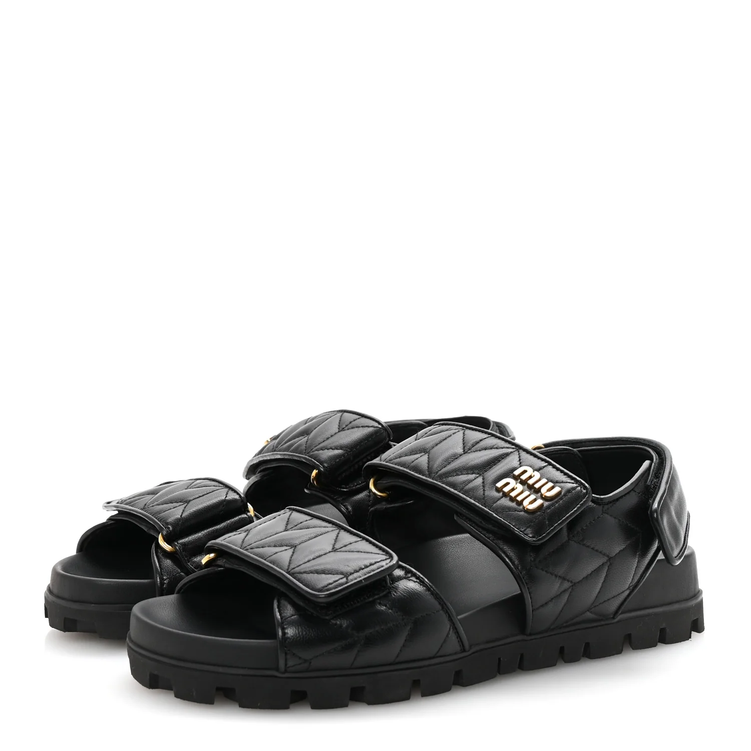 Nappa Matelasse Sporty Sandals 39 Black - Top Club