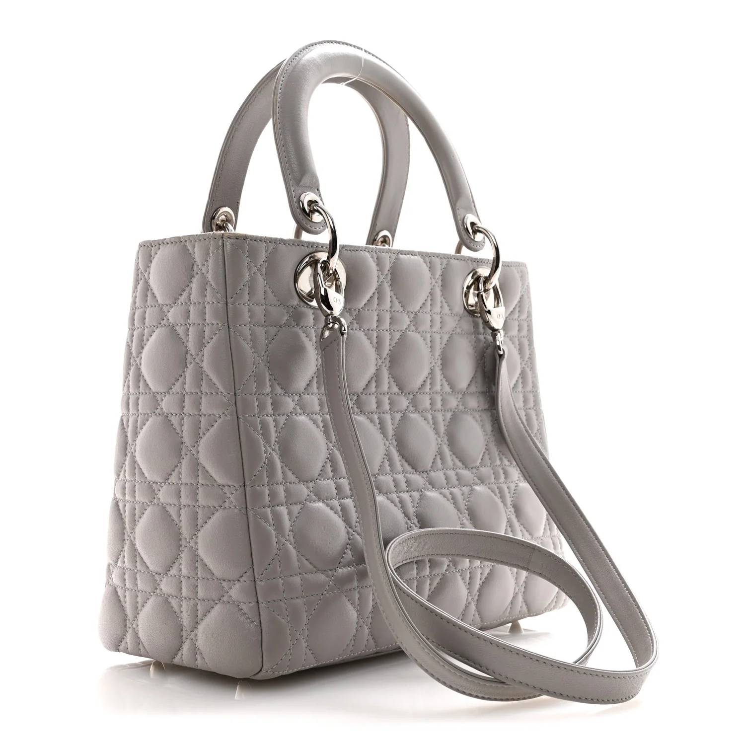 Lambskin Cannage Medium Lady Dior Grey - Top Club