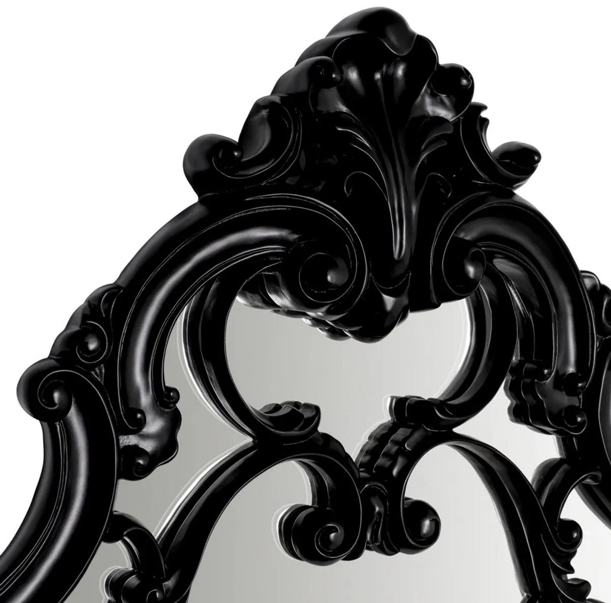 Luxury Baroque Mahogany Mirror Black - Magnificent Baroque style wall mirror made of hand-carved mahogany wood - Luxury furniture in the Baroque style - Magnificent Baroque furniture - Noble & magnificent