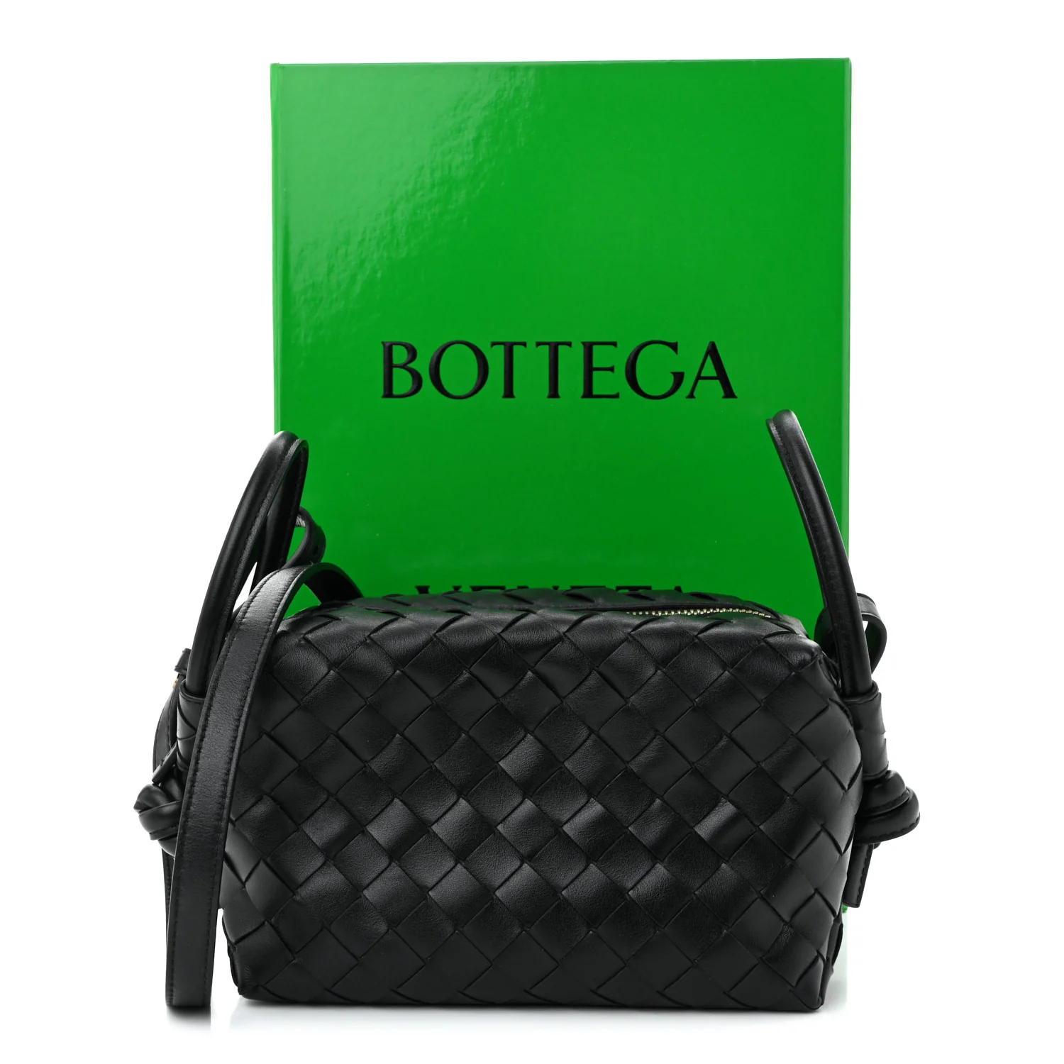 Calfskin Intrecciato Small Loop Top Handle Black - Top Club