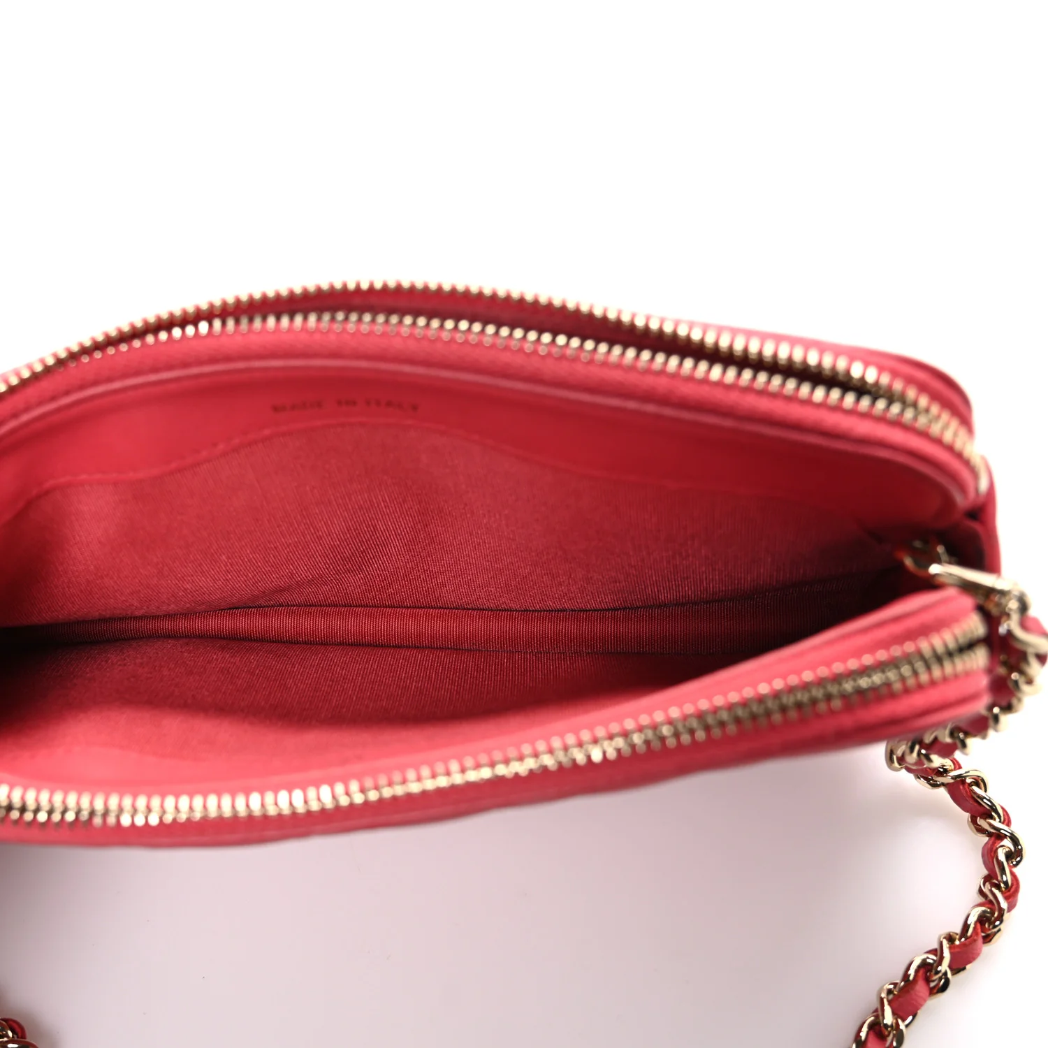 Lambskin Quilted Small Clutch With Chain Pink - Top Club