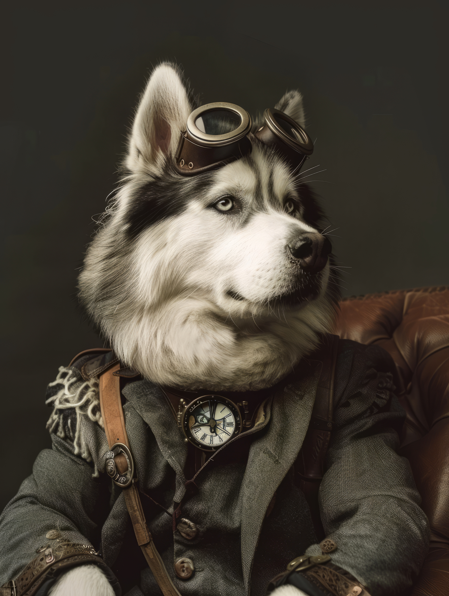 Canvas schilderij van een Alaskan Malamute 100 x 200 cm