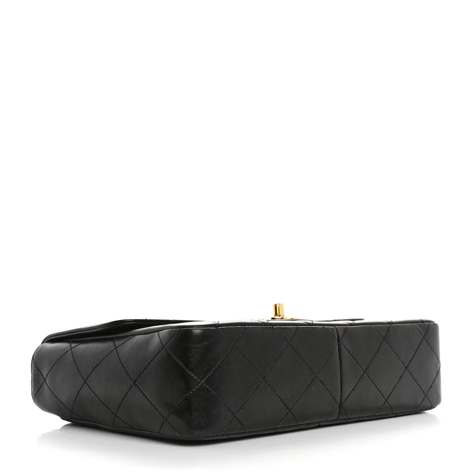 Lambskin Quilted Medium Single Flap Black - Top Club