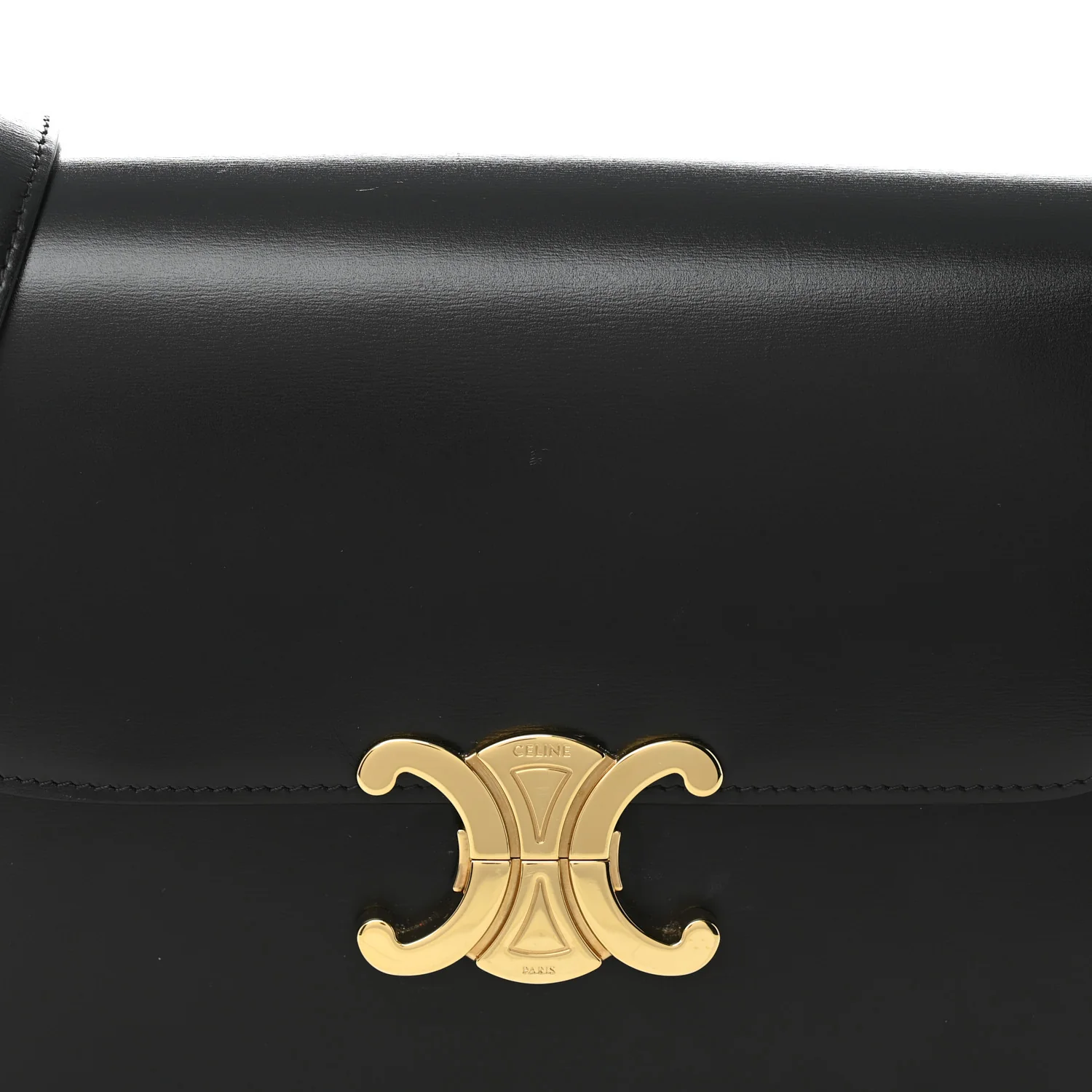 Shiny Calfskin Medium Triomphe Black - Top Club