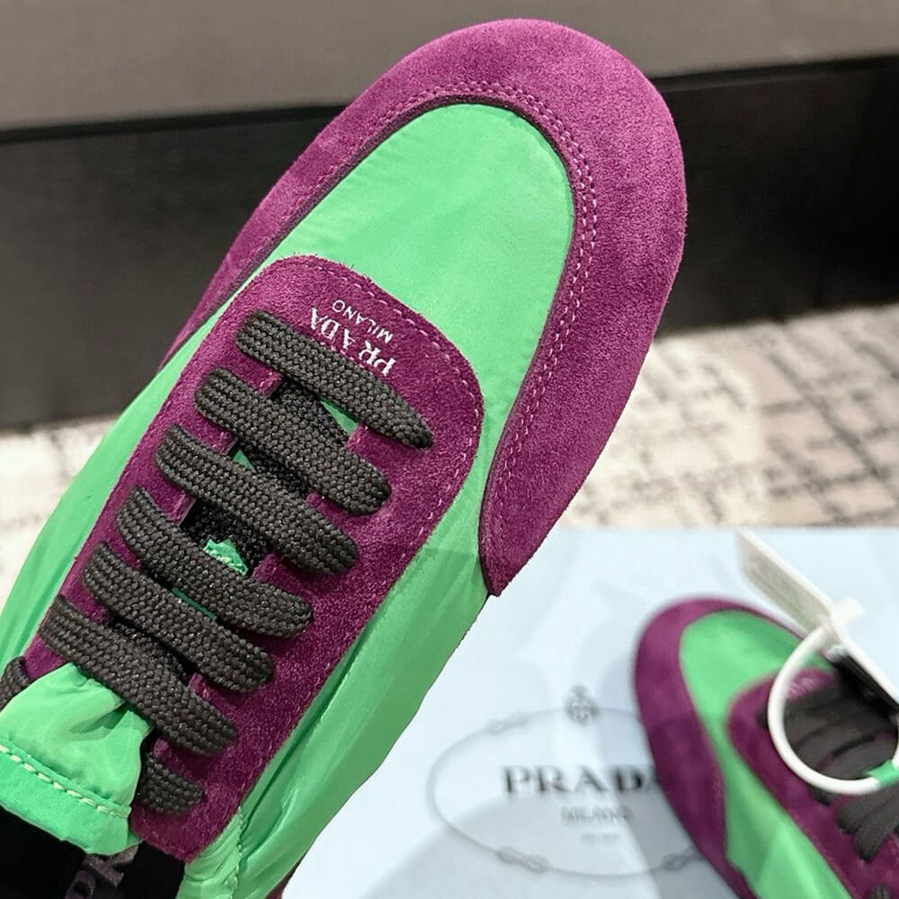 PRADA Collapse Re-Nylon and suede elasticized sneakers - Top Club