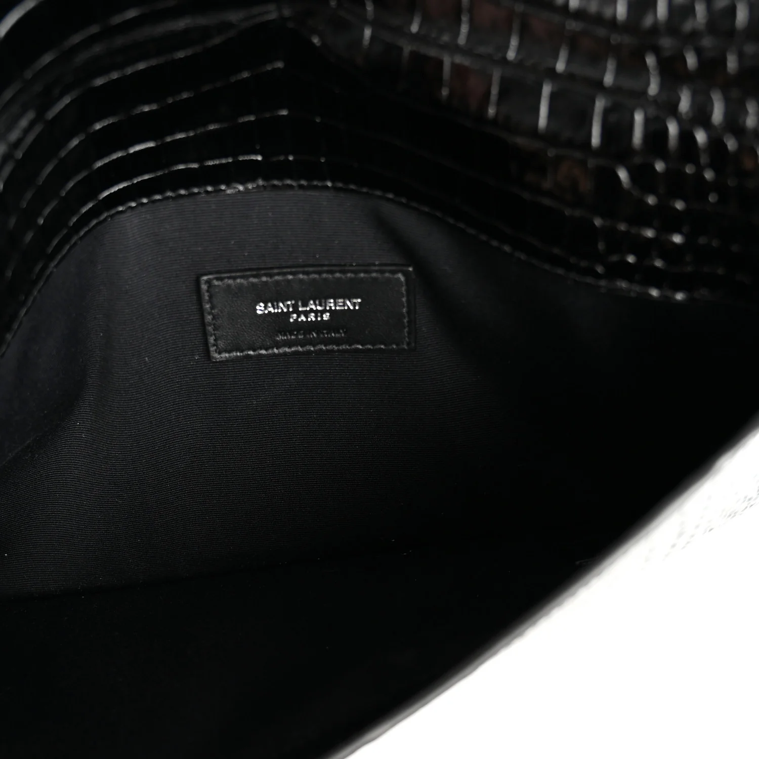 Calfskin Crocodile Embossed Uptown Monogram Pouch Black - Top Club