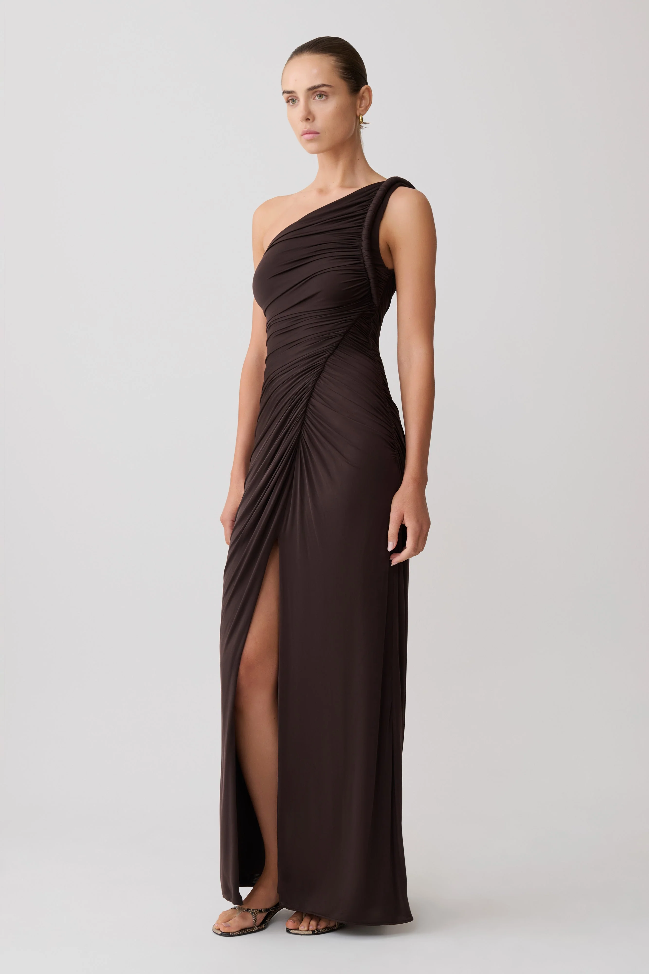 Ryn Twisted One Shoulder Maxi Dress - Sky Blue