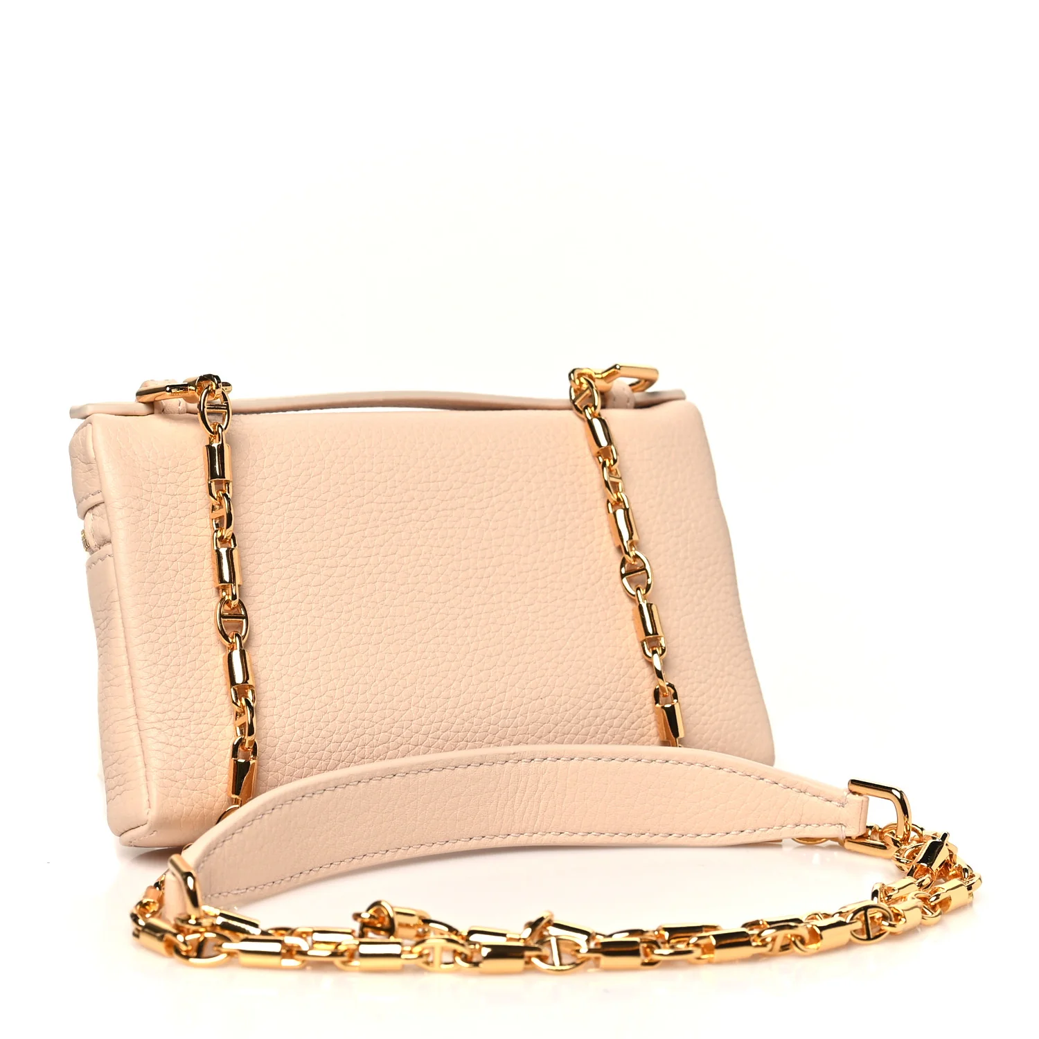 Grained Calfskin Extra Pocket Mini Pouch Creamed Honey - Top Club