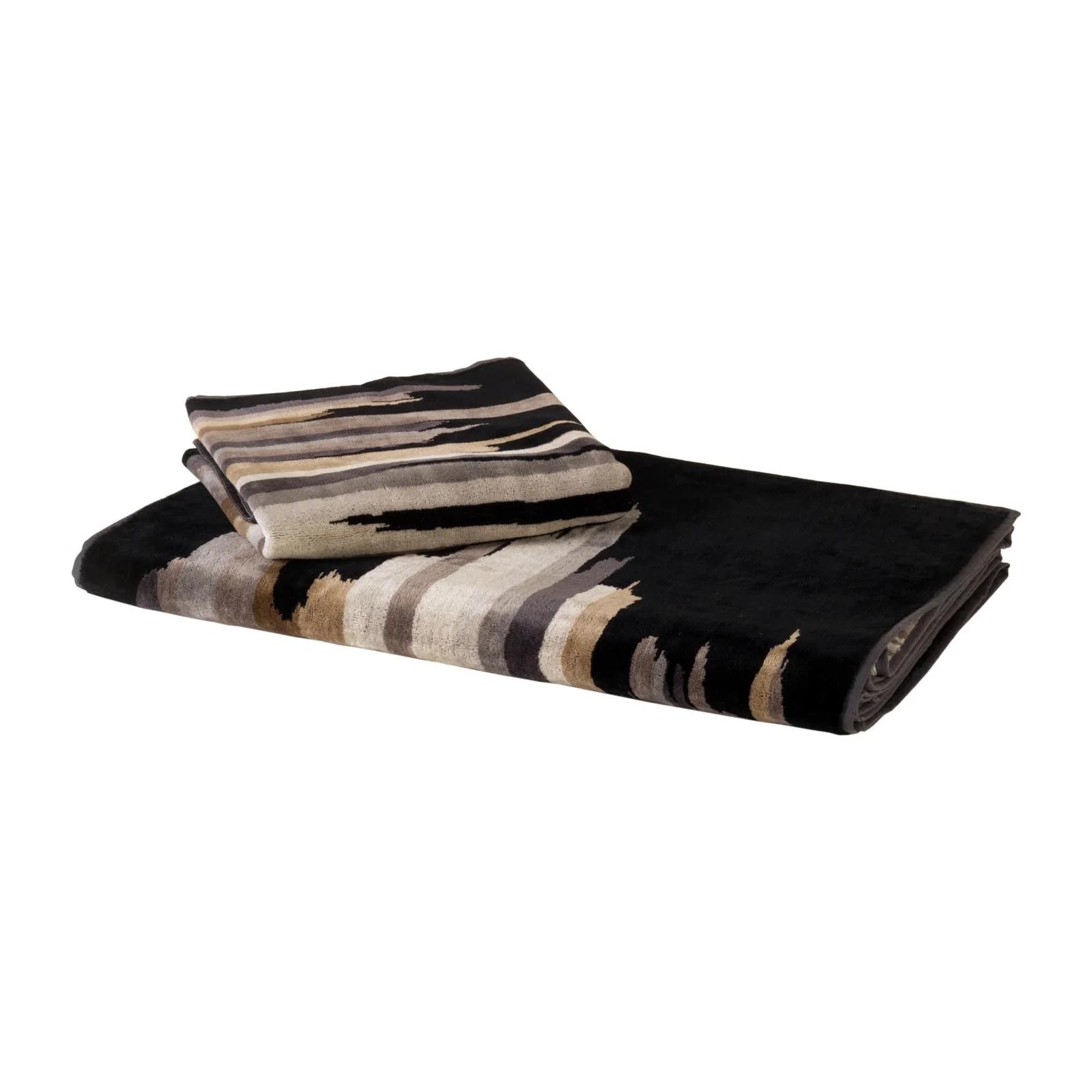 Asciugamano Con Ospite In Spugna John 40X60 60X110 Nero Carrara