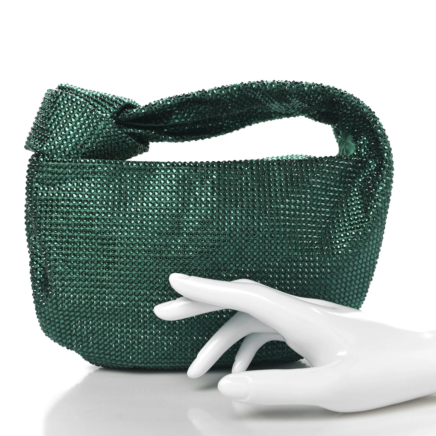 Crystal Embellished Satin Mini Hotfix Jodie Emerald