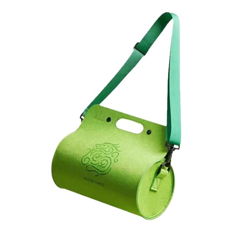 New Red Handheld Cylinder Crossbody Bag Felt Material Waterproof Logo Embroidered Business Gift Set Accompanying Reading Book
