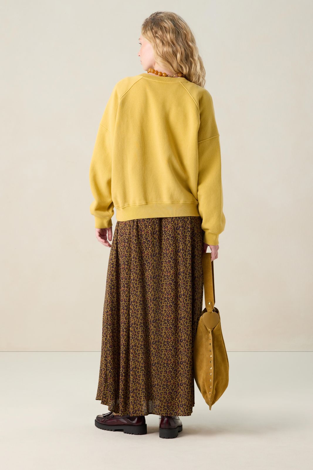 Donkergroene maxi rok met leopard print
