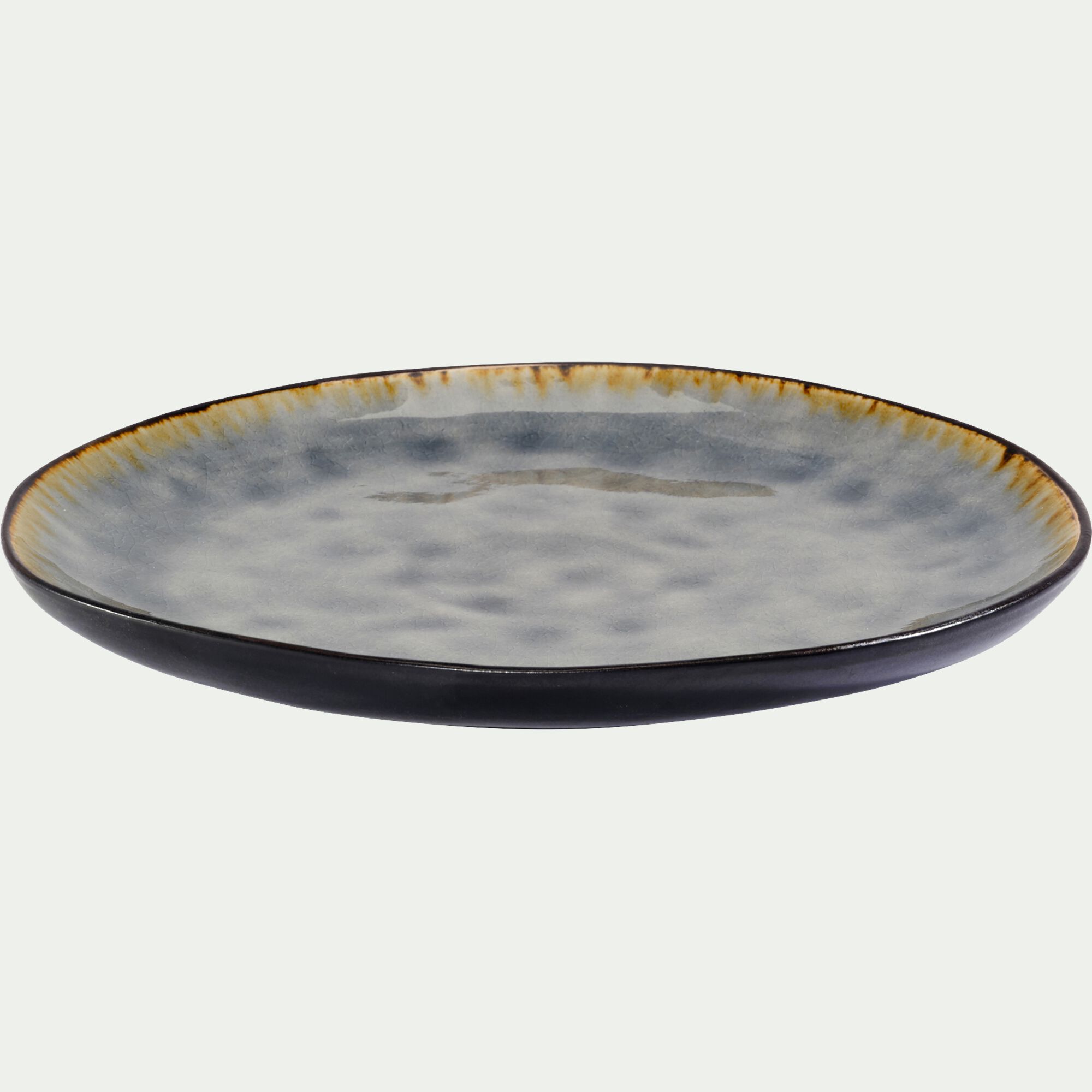 SELIME - Assiette à dessert en grès émail réactif D20cm - gris