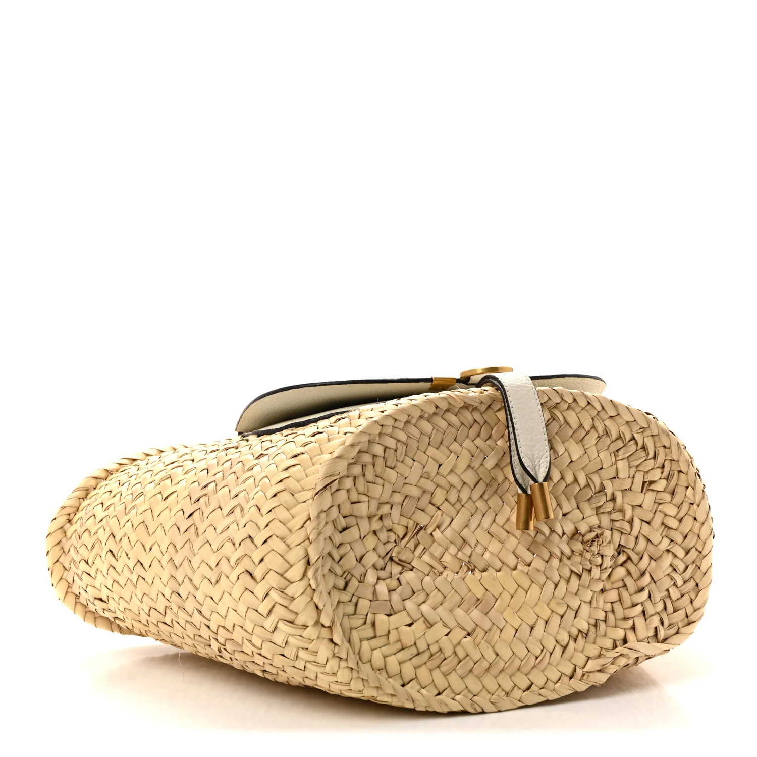 Raffia Grain Calfskin Medium Marcie Basket White - Top Club