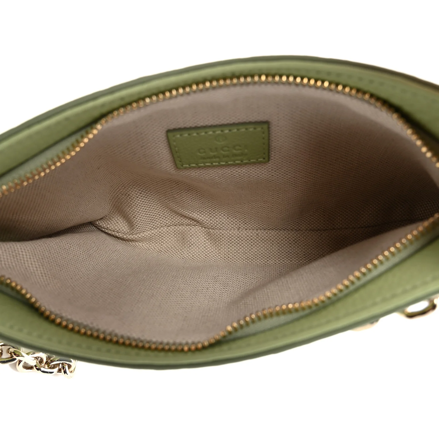 GG Grainy Calfskin Emblem Super Mini Shoulder Bag Sage Leaf - Top Club