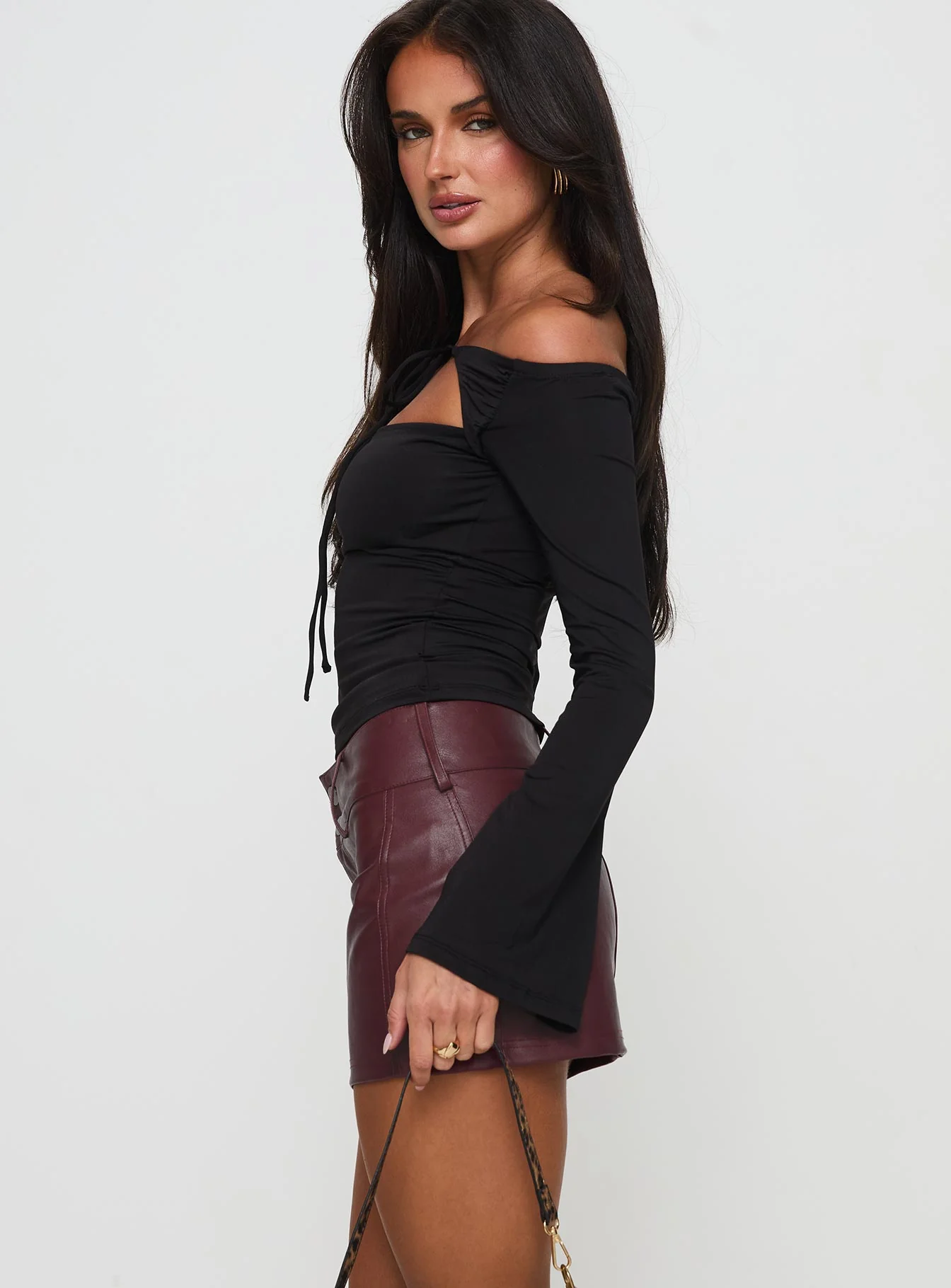 Magee Faux Leather Mini Skirt Burgundy