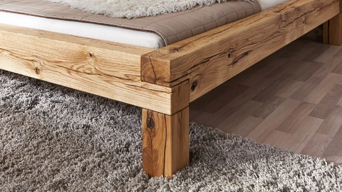 Luxury double bed natural colors - Various sizes - Solid wood bed with headboard and mattress - Bedroom furniture - Hotel furniture - Luxury furniture - Luxury furnishings