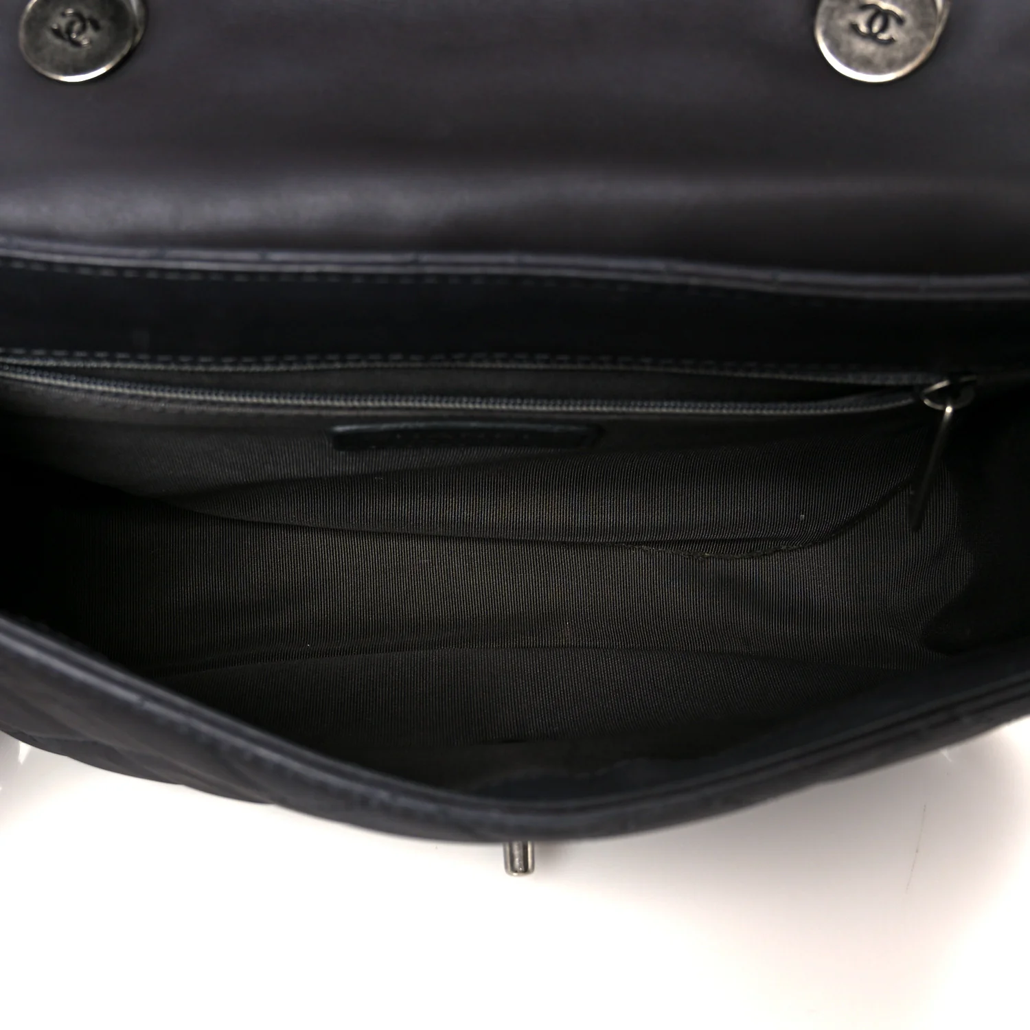 Shiny Goatskin Quilted Small Double Chained Messenger Flap Black - Top Club