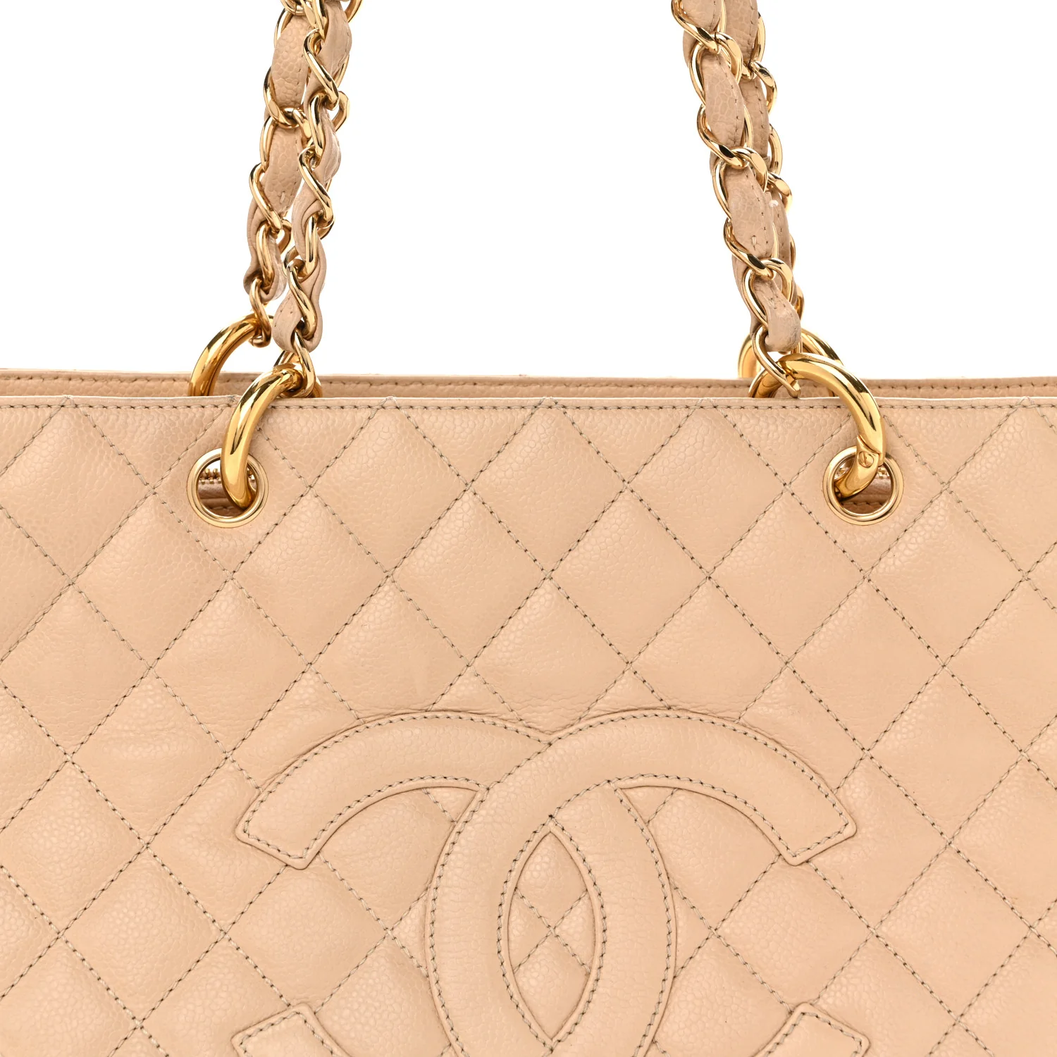 Caviar Quilted Grand Shopping Tote GST Beige Clair - Top Club
