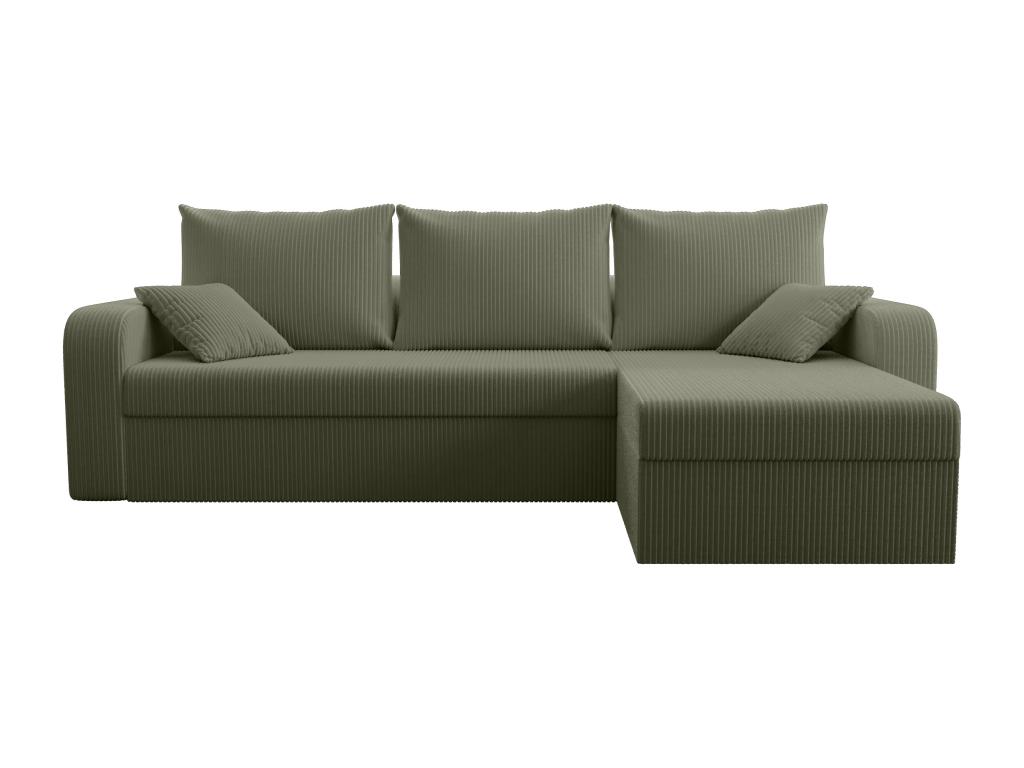 Sofá rinconera y reversible en terciopelo verde caqui